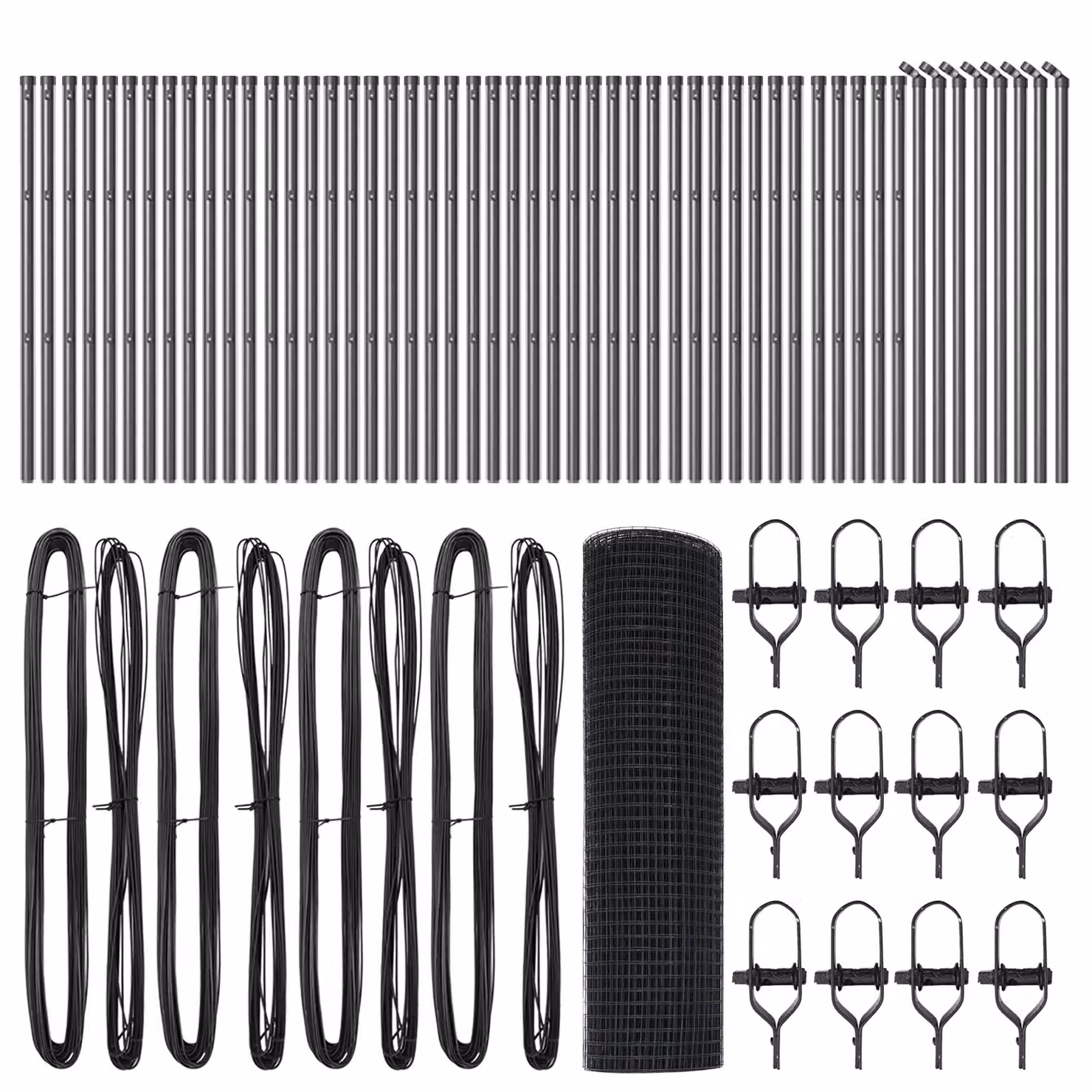 Berkfield Home Grey Powder-Coated Steel Welded Wire Fence with 13 Round In-Ground Posts, W: 0.8 m, L: 100 m – 3