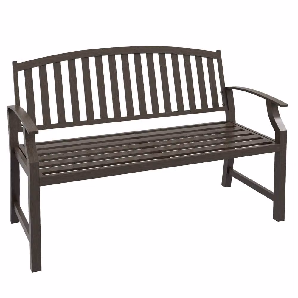 Wyld Haus Lilu 2 Seater Modern Metal Garden Bench in Matt Brown – 2