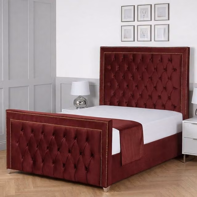 Living Comfort Bedz Metro Upholstered Velvet Gas Lift Storage Bed in Red, W/D/H: 120 x 200 cm