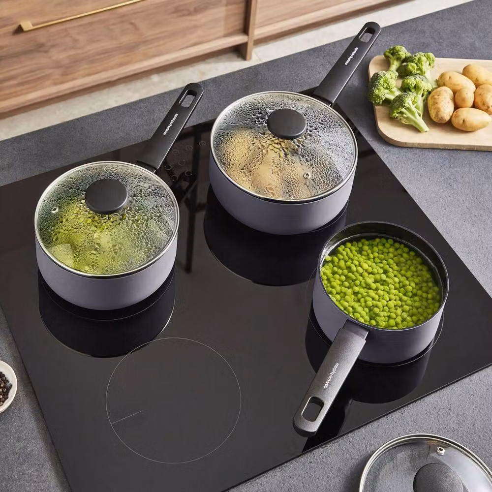 Morphy Richards 3-Piece Ceramic and Aluminium Saucepan Set, Grey – 7