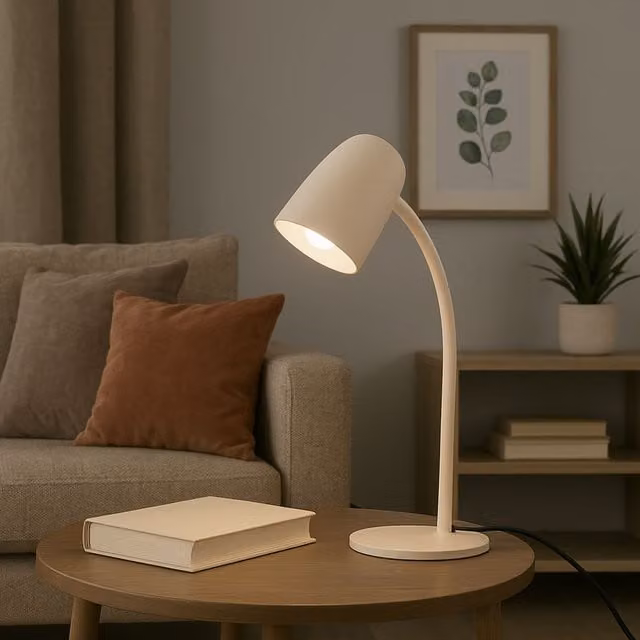 Eglo Carlo Modern Metal Flexible Desk Lamp in Sand Beige