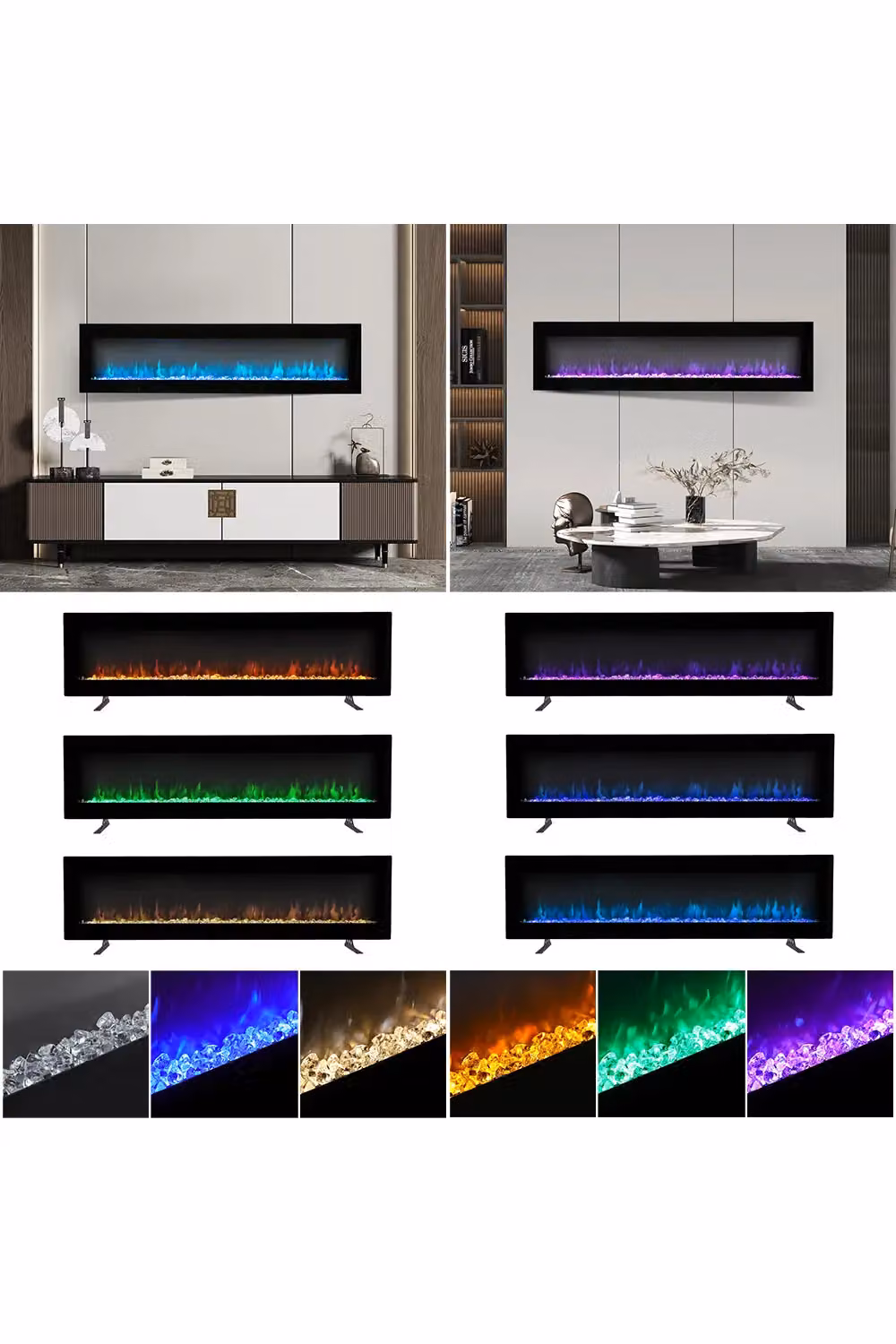 Living and Home 40 inch Electric Fireplace with Remote and 12 Flame Colours in Black – 4