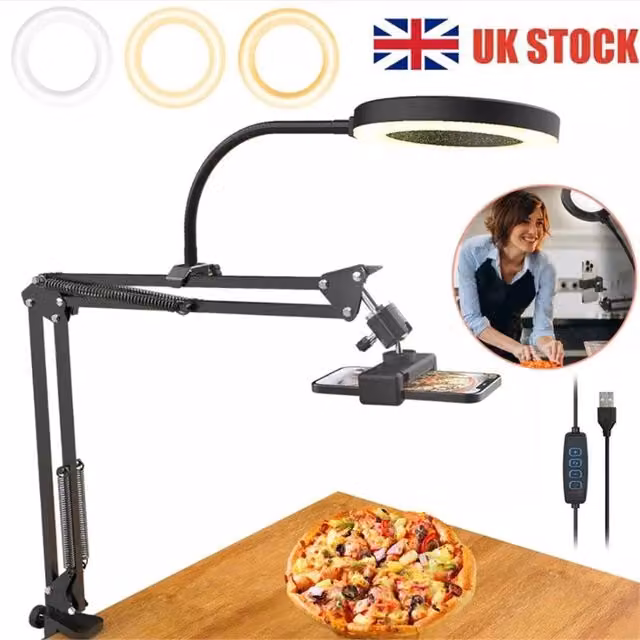 Nordara Overhead Phone Mount with LED Ring Light and Flexible Long Arm in Black – 1