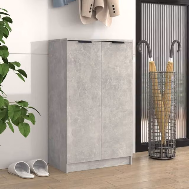 Berkfield Home Modern Grey Wall Mounted Shoe Cabinet with Hinged Doors, W/D/H: 59 x 35 x 100 cm – 1