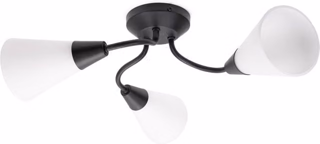 Kristina 3 Way Metal Flush Ceiling Light with Frosted White Glass Shades and LED Bulbs - Black