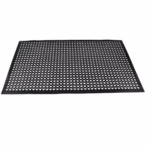 Actiasmat Heavy Duty Industrial Rubber Floor Mat with Drainage Holes, Black, W: 150 cm, D: 150 cm, H: 8 cm – 10