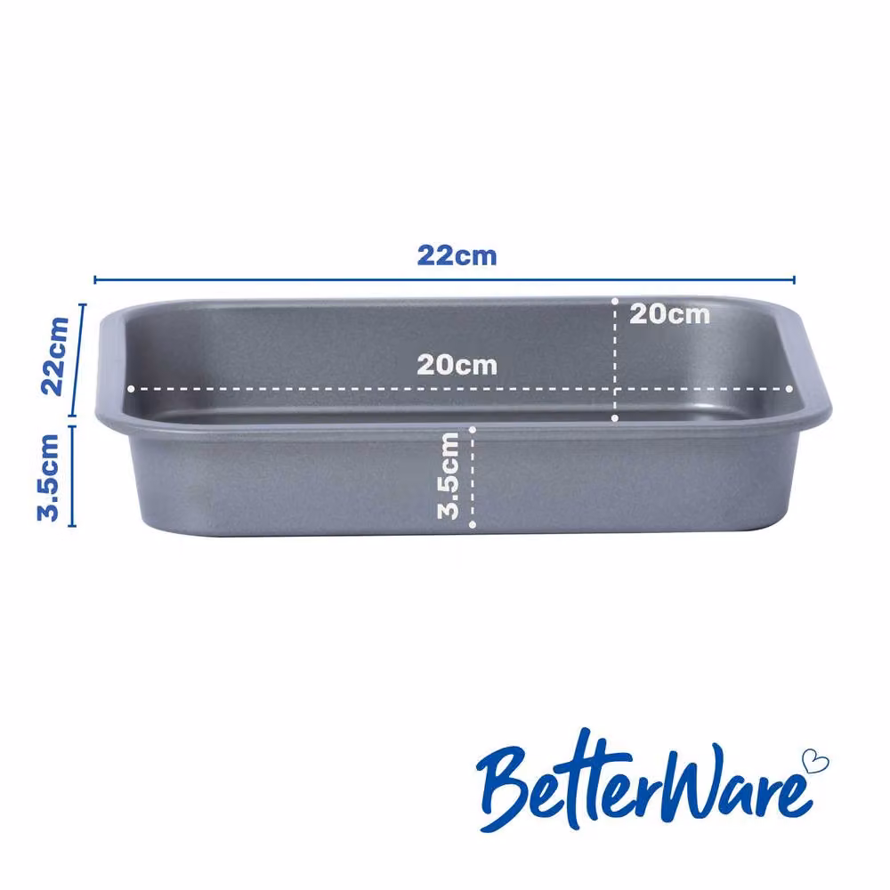 Betterware Essentials Non-Stick Silver Brownie Tin – 6