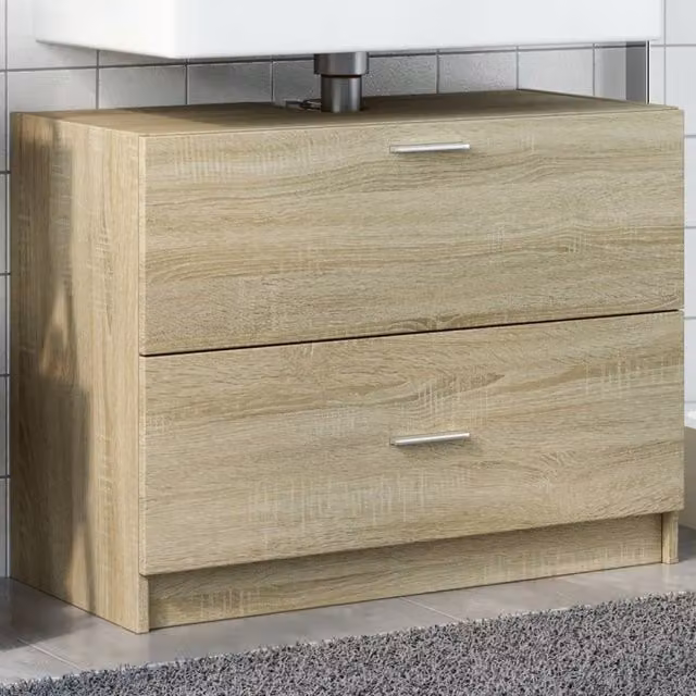 Berkfield Home Sonoma Oak Sink Cabinet in Brown, W/D/H: 78 x 37 x 59 cm