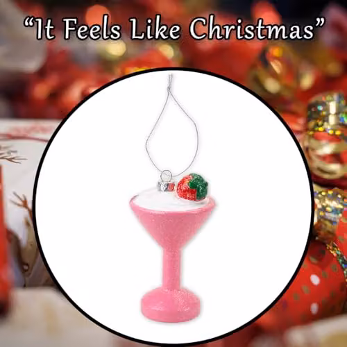 VFM e-Store Glitter Cocktail Christmas Tree Hanging Ornament in Red and Pink, W/D/H: 11 x 6.5 x 6.5 cm – 7
