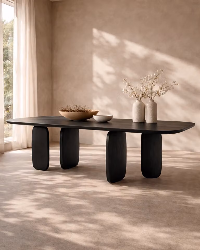 Tommy Franks Underline 240 Oval Dining Table in Black Oak, W/D/H: 240 x 120 x 75 cm
