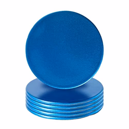 Argon Tableware Blue Metallic Round Melamine Coasters, Pack of 6, Diameter: 10 cm – 1