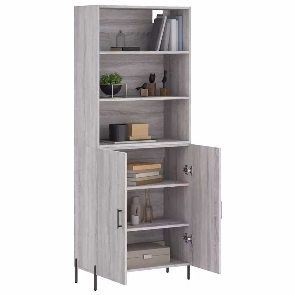 Berkfield Home Grey Sonoma Highboard in Engineered Wood, W/D/H: 69.5 x 34 x 180 cm – 2