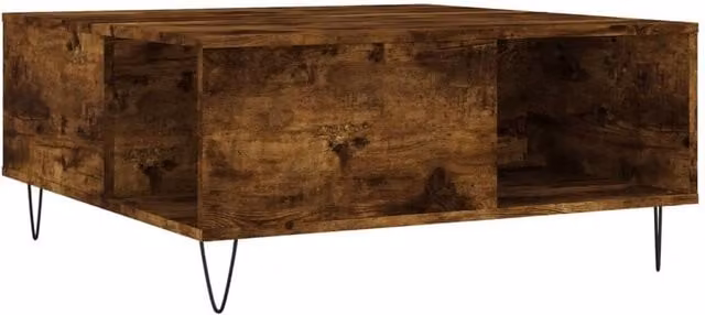 Berkfield Home Modern Square Coffee Table in Smoked Oak Brown, W/D/H: 80 x 80 x 36.5 cm – 1