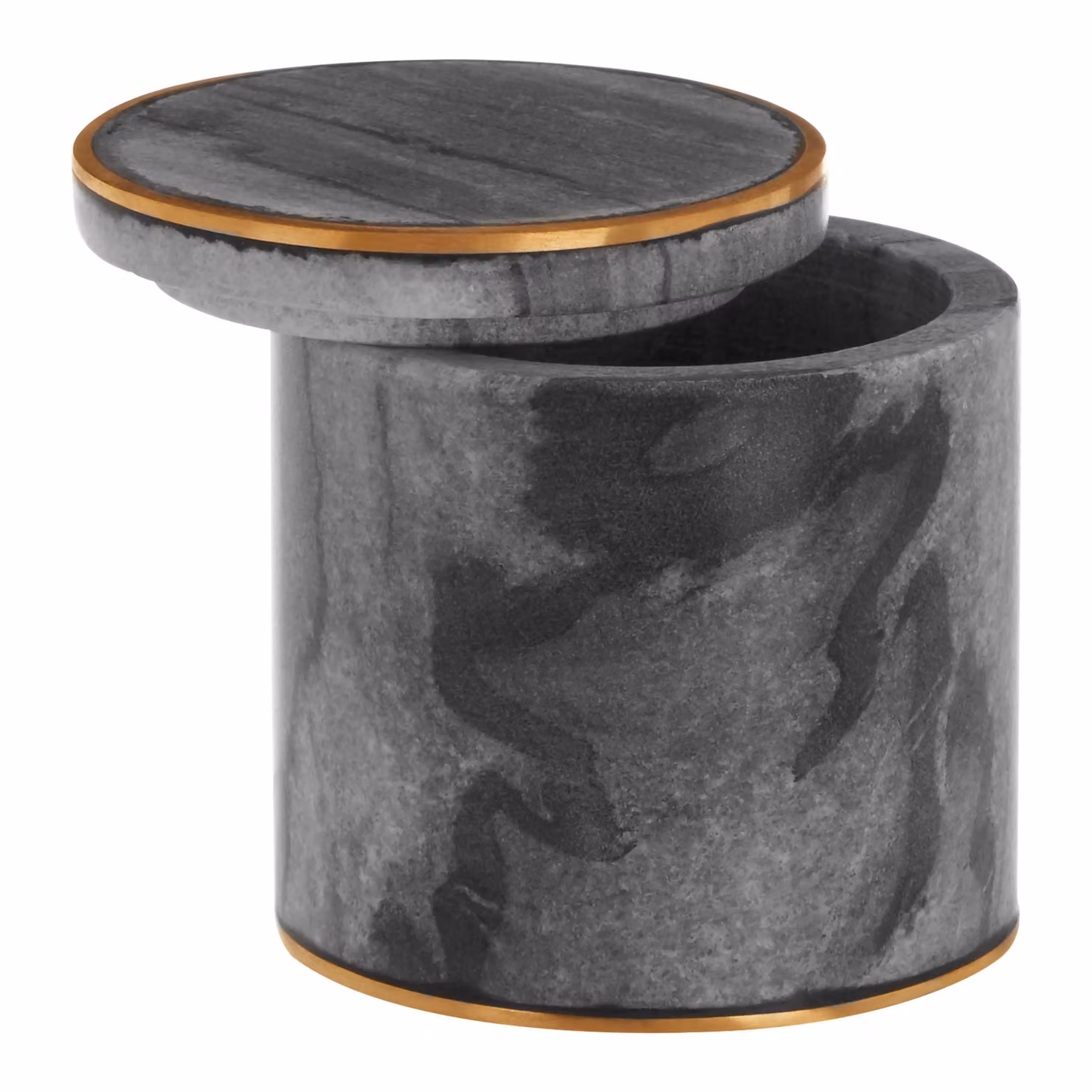 Orsina Grey Marble and Brass Geometric Storage Pot – 2