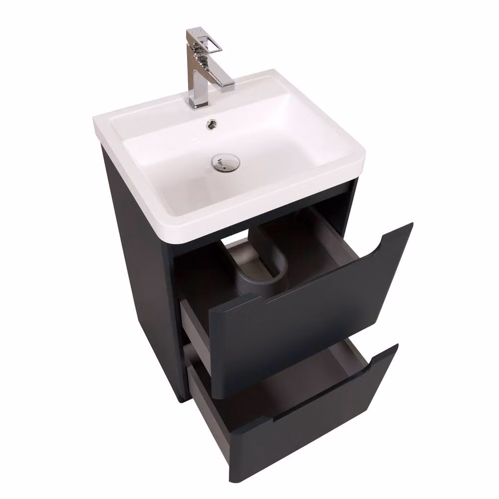 Bathroom Kingdom Monza Grey Matt Freestanding Basin Vanity with Internal Drawers, Width: 50 cm – 2