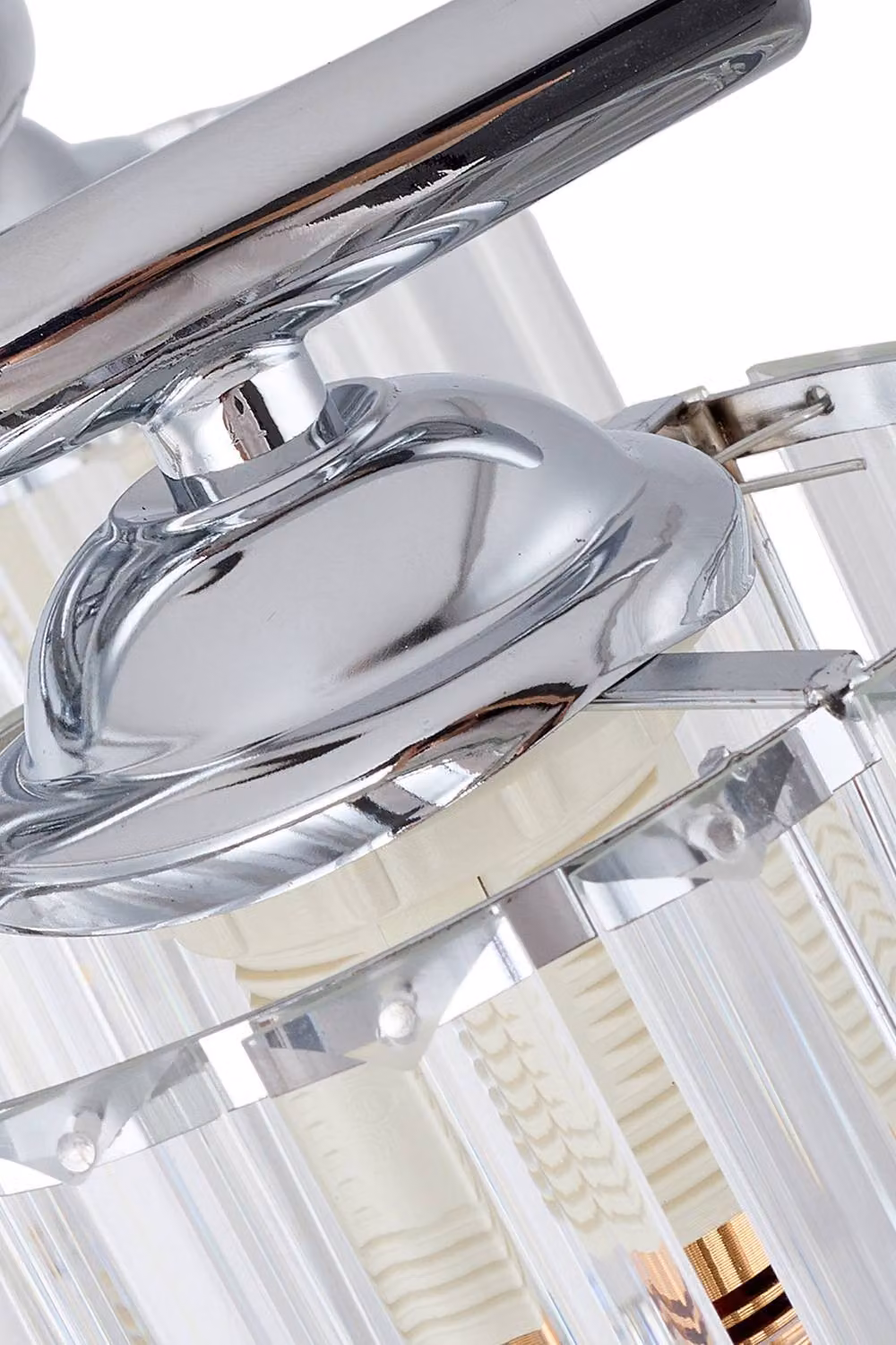 Living and Home 3-Light Retro Ceiling Light with Transparent Glass Shades in Silver – 4