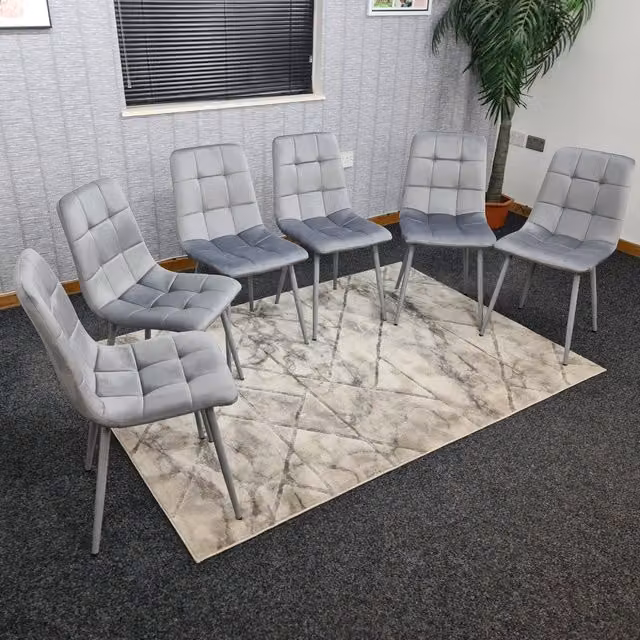 Kosy Koala Set of 6 Grey Tufted Velvet Dining Chairs