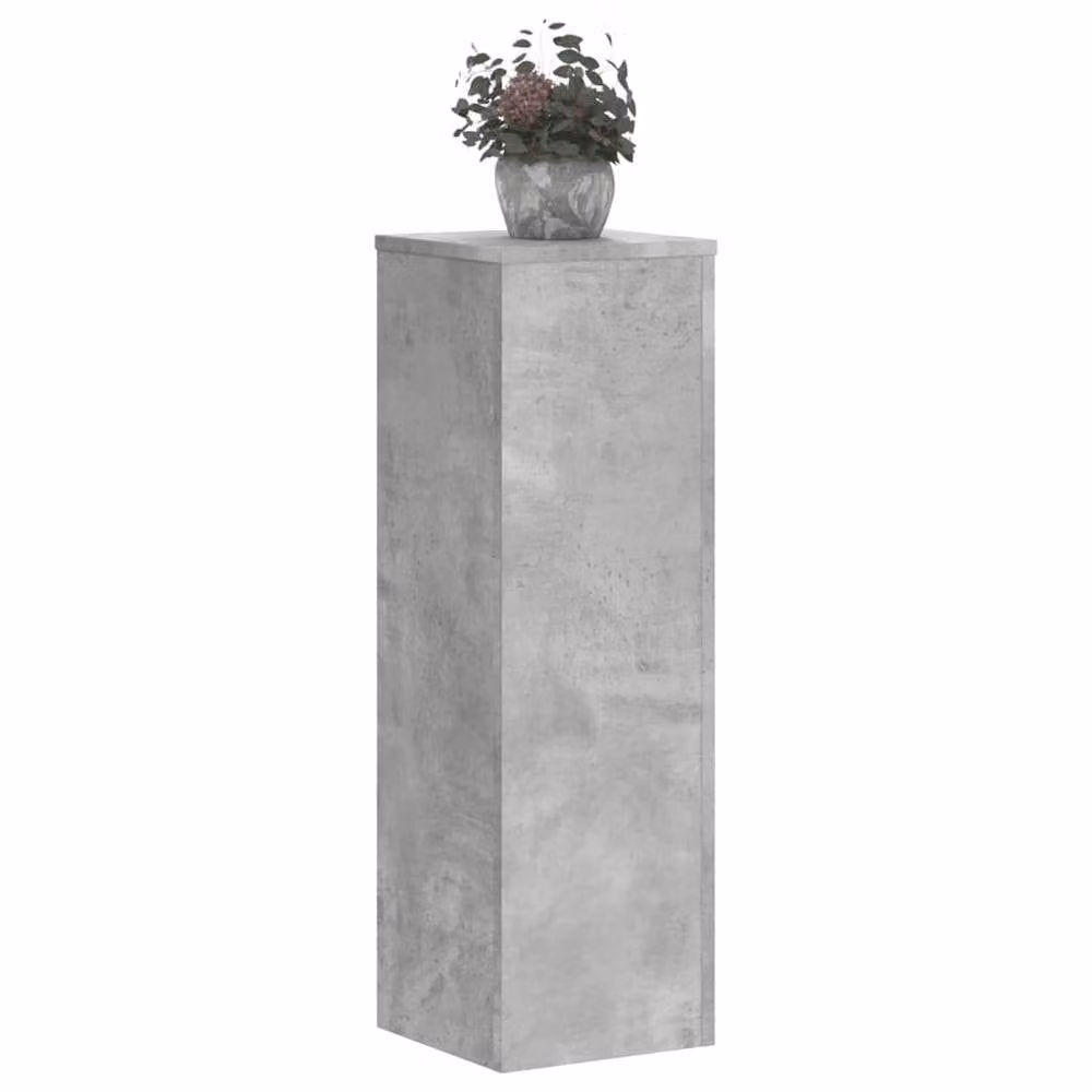 Berkfield Home Set of 2 Modern Plant Stands in Concrete Grey, Engineered Wood, W/D/H: 25 x 25 x 80 cm – 2