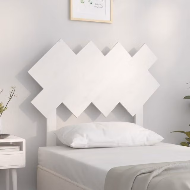 Berkfield Home White Solid Wood Pine Bed Headboard, W/D/H: 92 x 3 x 81 cm
