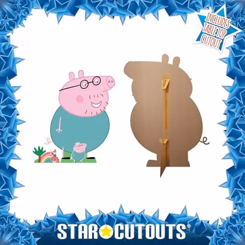 Star Cutouts SC4527 Peppa Daddy Pig Cardboard Cutout, 4-Piece Multicolour Peppa Pig Party Supplies, Height: 121 cm – 3