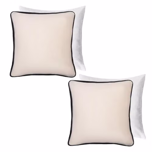 OHS Matte Velvet Piped Edge Cushion Covers, 2 Pack, Beige, W/D/H: 45 x 45 x 45 cm – 1