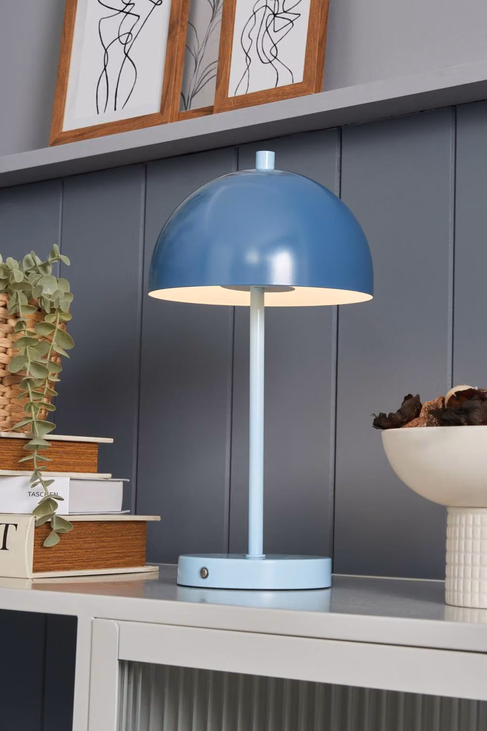 BHS Lighting Alesia Rechargeable Mushroom Table Lamp in Blue – 2