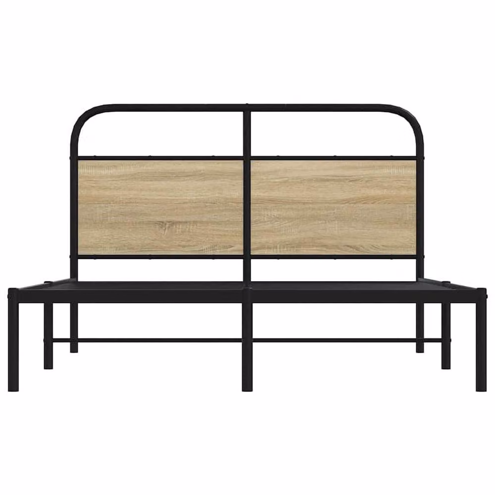 Berkfield Home Small Double Bed Frame in Sonoma Oak Wood and Metal, Brown, W/D/H: 120 x 190 cm – 3