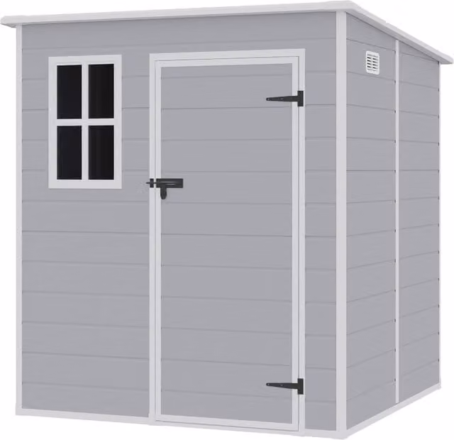 Lifeideas Grey Plastic Pent Garden Shed with Window and Lock