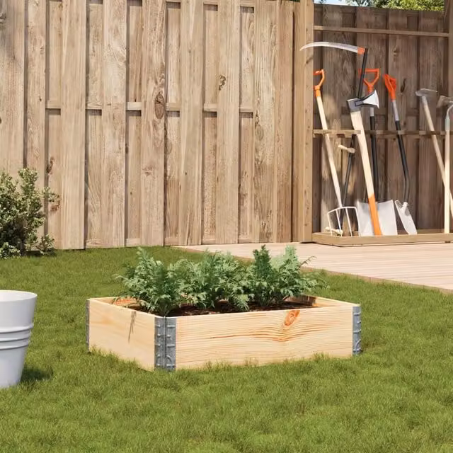 Berkfield Home Garden Brown Wooden Raised Bed Planter with Galvanised Steel, W: 80 cm, D: 60 cm