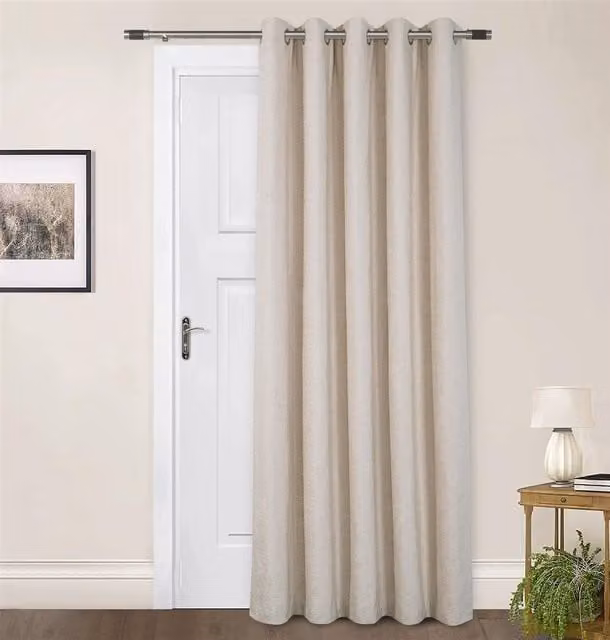 Sundour Amberley Chenille Eyelet Door Curtain in Beige, Width: 168 cm, Drop: 214 cm