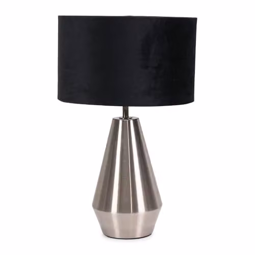 ValueLights Silver Chrome Metal Touch Dimmer Table Lamp with Black Fabric Cylinder Shade