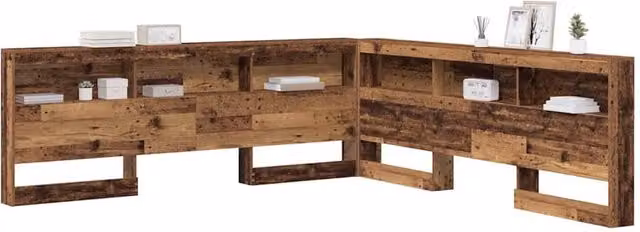 Berkfield Home Storage Headboard with Shelf in Old Wood Brown, 200 cm