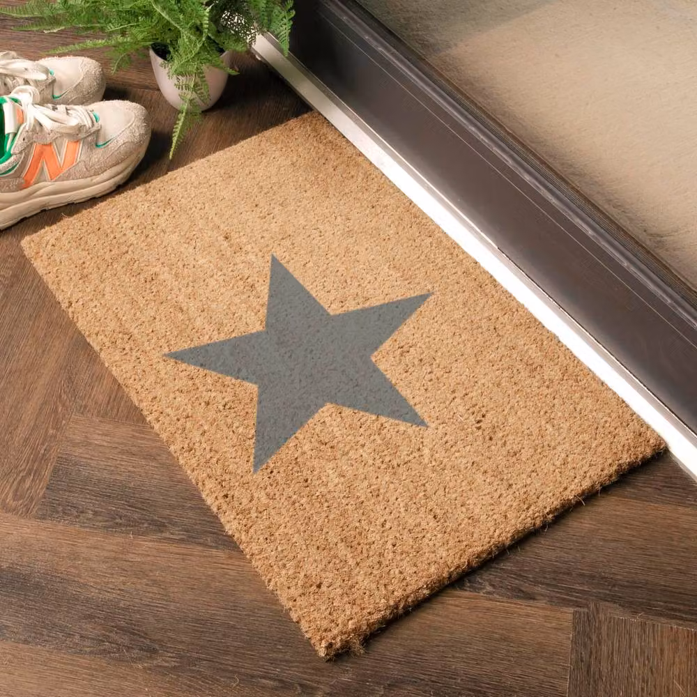 Artsy Mats Star Grey Coir and Natural Rubber Doormat, W: 60 cm, D: 40 cm – 2