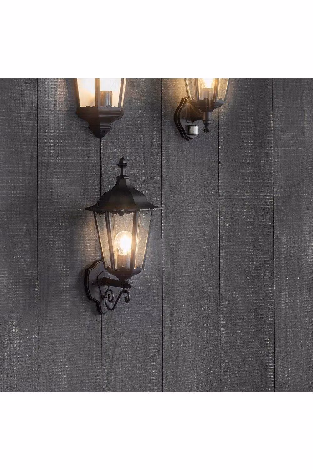 Netlighting Burford Outdoor Wall Lantern in Matt Black with Transparent Glass, IP44, E27 – 3