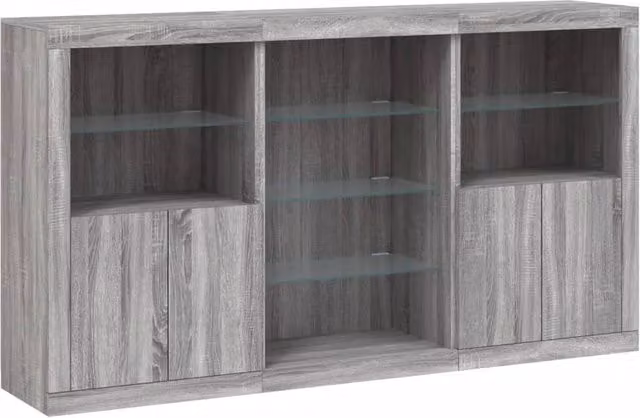 Berkfield Home Modern Grey Sonoma Sideboard with Integrated LED Lights, W: 181.5 cm, D: 37 cm, H: 100 cm – 1