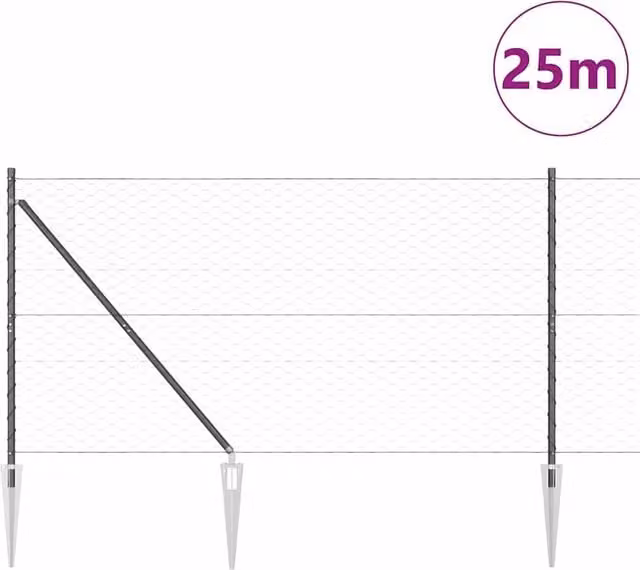 Berkfield Home Modern Rectangular Fencing Set of 2 in Grey Powder-Coated Metal
