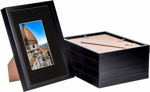 Nicola Spring Pack of 5 Black Rectangular 3D Shadow Box Frames with A5 Mount for A4 Photos