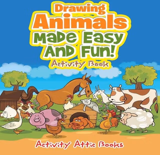 Activity Attic Books Drawing Animals Made Easy and Fun Activity Book, Multicolour Paperback