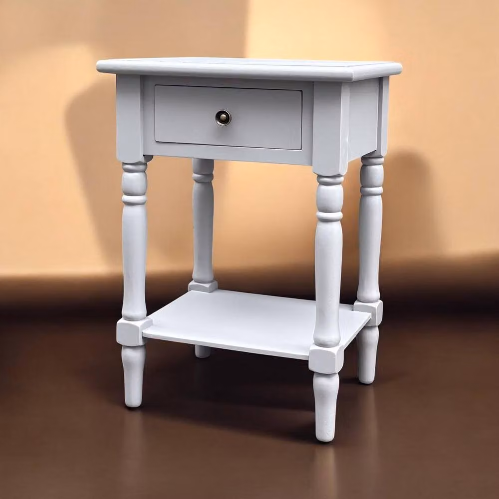 Minster Single Drawer Side Table in White, W: 45 cm, D: 35 cm, H: 65 cm – 2