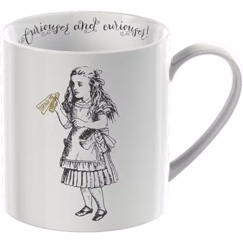 V&A Alice in Wonderland Bone China Mug in White and Gold, 350 ml
