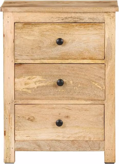 Berkfield Home Bedside Cabinet in Brown Solid Mango Wood W/D/H: 45 x 35 x 60 cm