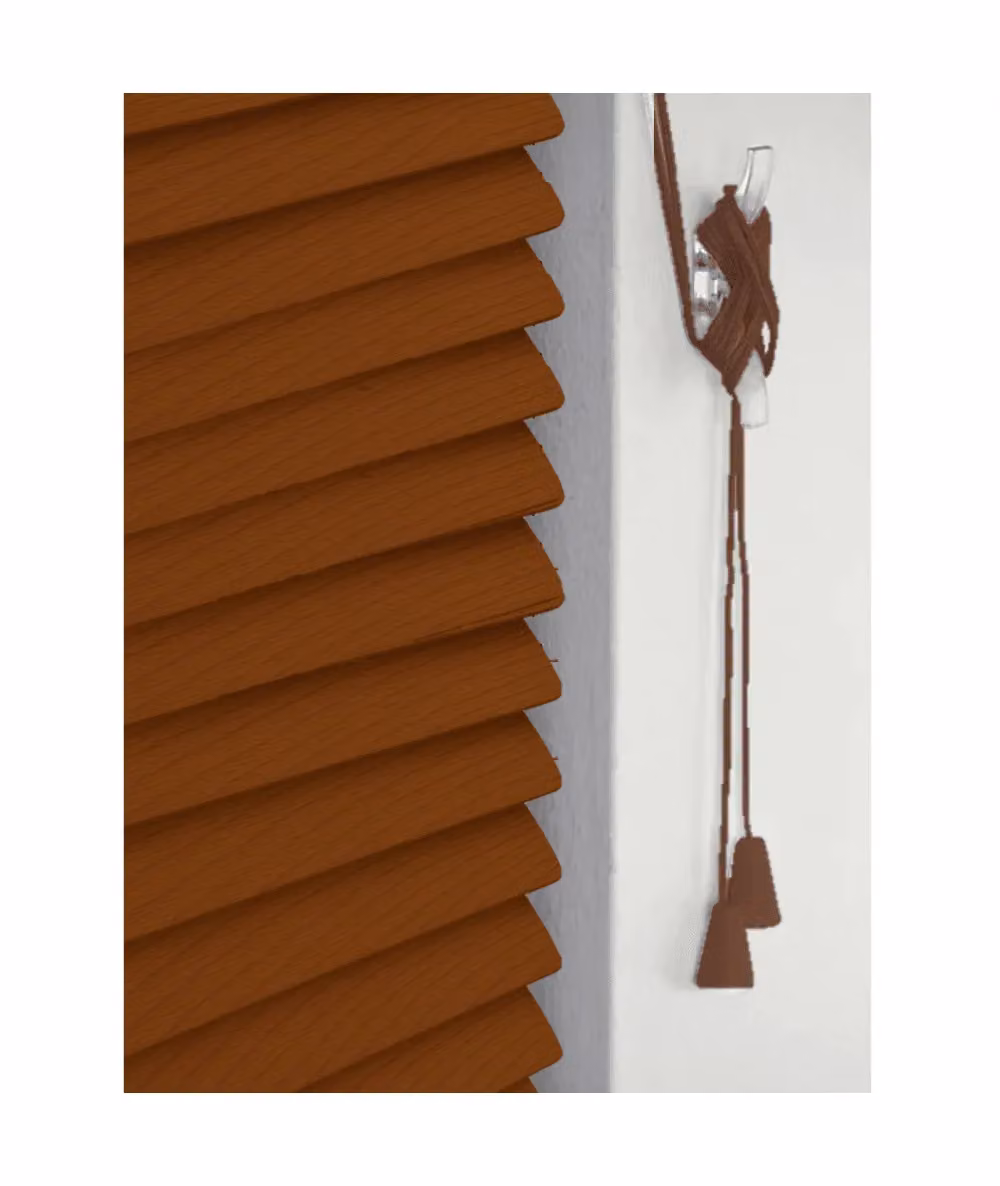 New Edge Blinds Cherry Wood Grain PVC Venetian Blind in Light Brown, W: 90 cm, H: 152 cm, 25mm Slats – 2