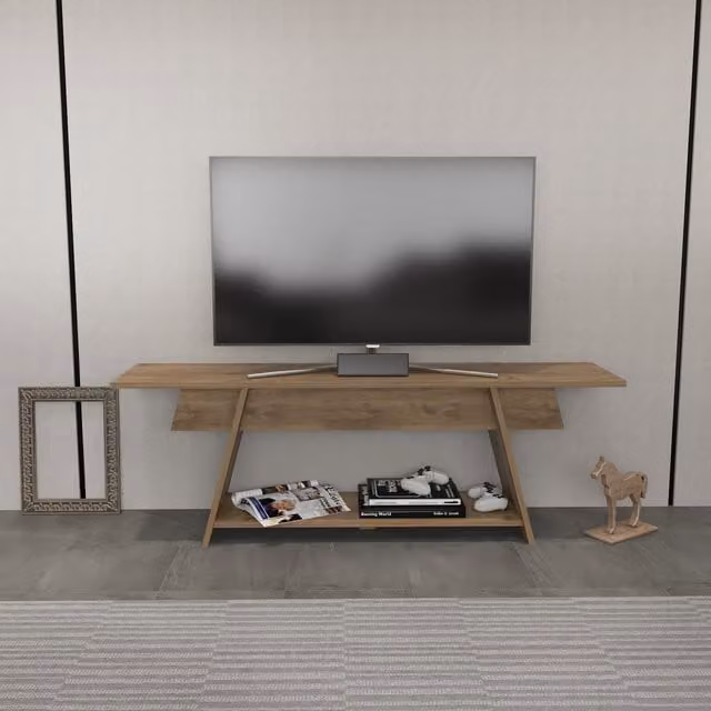 Decorotika Minimalist Brown Wood and MDF TV Unit for TVs up to 150 cm
