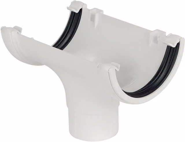 FloPlast 112mm Round PVC Running Outlet in White and Grey