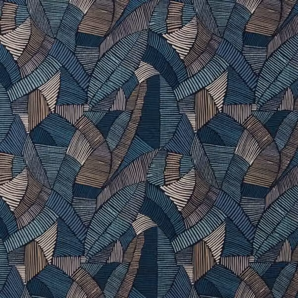 iLiv Definity Fabric Riviera Blue Graphic Retro Cotton Product