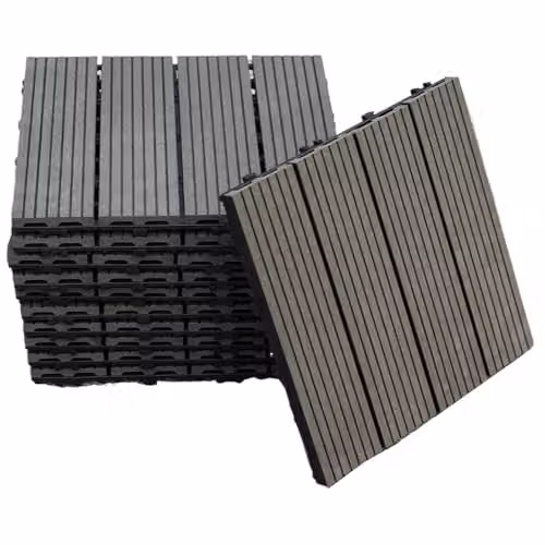 Gr8 Garden 11 Piece WPC Composite Interlocking Outdoor Decking Tiles, Black – 1
