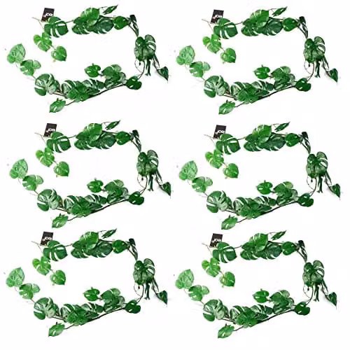 Leaf Design Green Monstera Artificial Hanging Plants Multipack of 6, Length: 180 cm