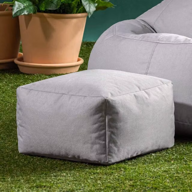 Bean Bag Bazaar Weatherproof Cube Bean Bag Footstool in Silver or Grey