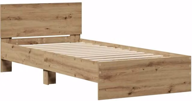 Berkfield Home Artisan Oak Bed Frame in Brown, W/D/H: 90 x 190 cm