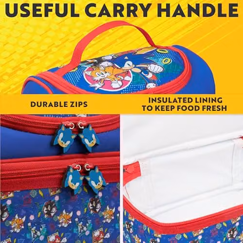 Get Trend Sonic the Hedgehog Insulated Kids Lunch Bag with Dual Compartments in Blue and Red – 4